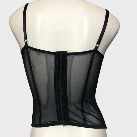 LA Senza Black & Burgundy Lace Corset Merrywidow Size Small - Picture 2 of 11